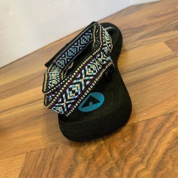 Airwalk Black Sandals Outdoor Shoe Hiking Swim Double Strap Aztec Blue 8 - Picture 9 of 12